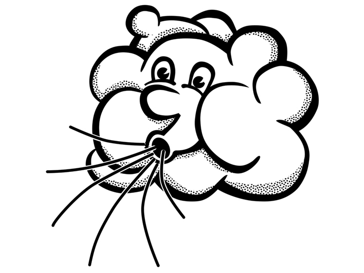 Vektorzeichnung einer Wolke, die pustet, Cartoon